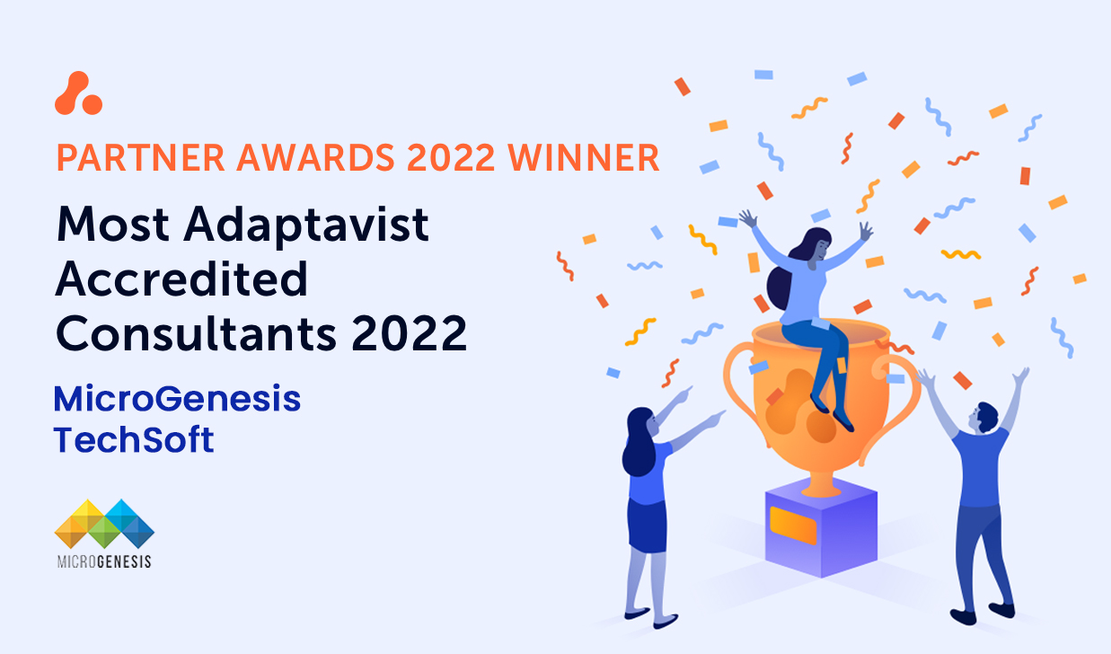 MicroGenesis received the most number of Accredited Professional Badges issued for Scriptrunner for Jira and Confluence by Adaptavist for the Year 2022