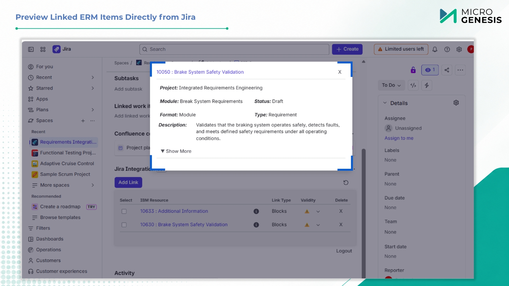 Preview Linked ERM Items Directly from Jira