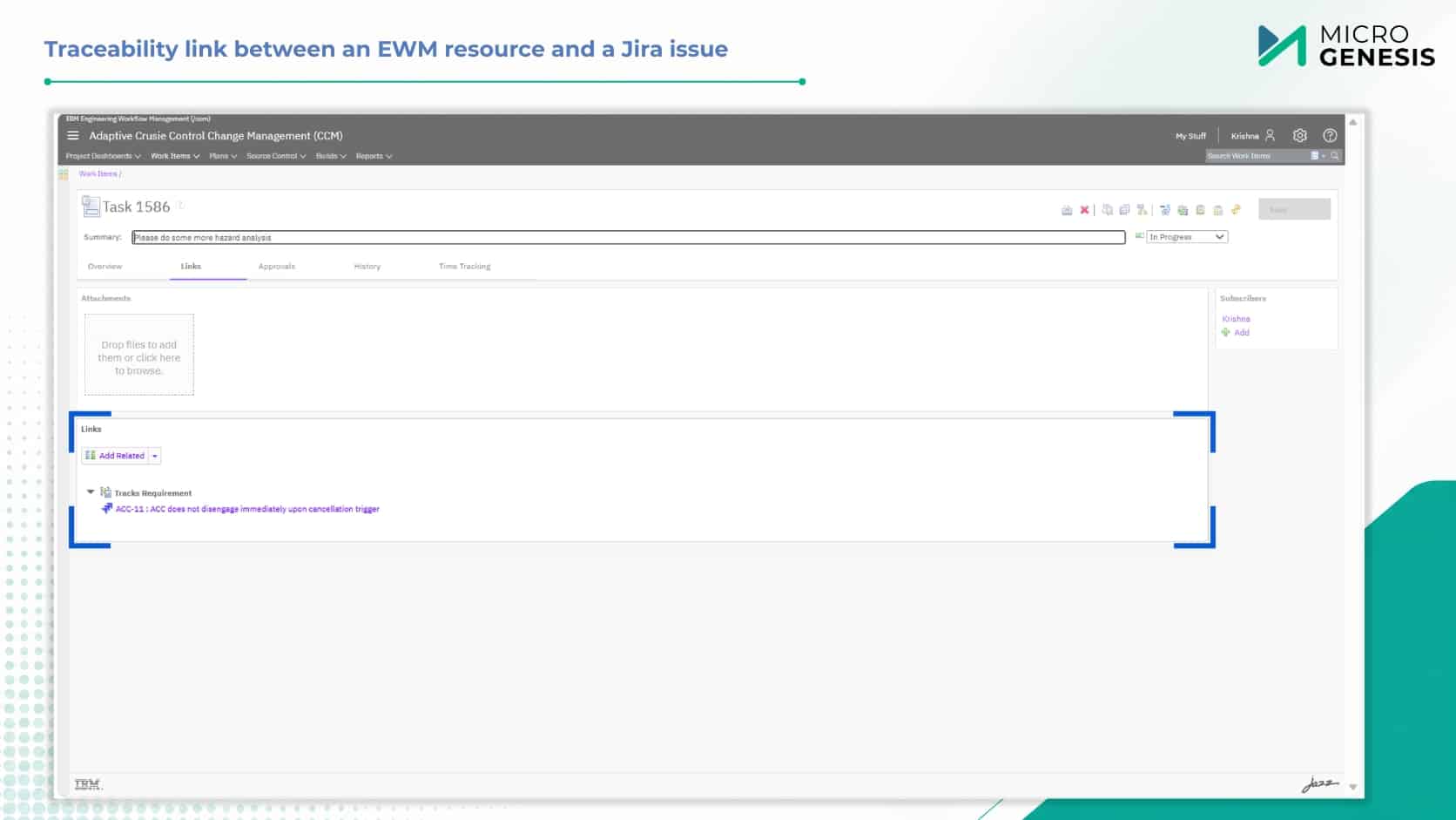 Traceability link between an EWM resource and a Jira issue